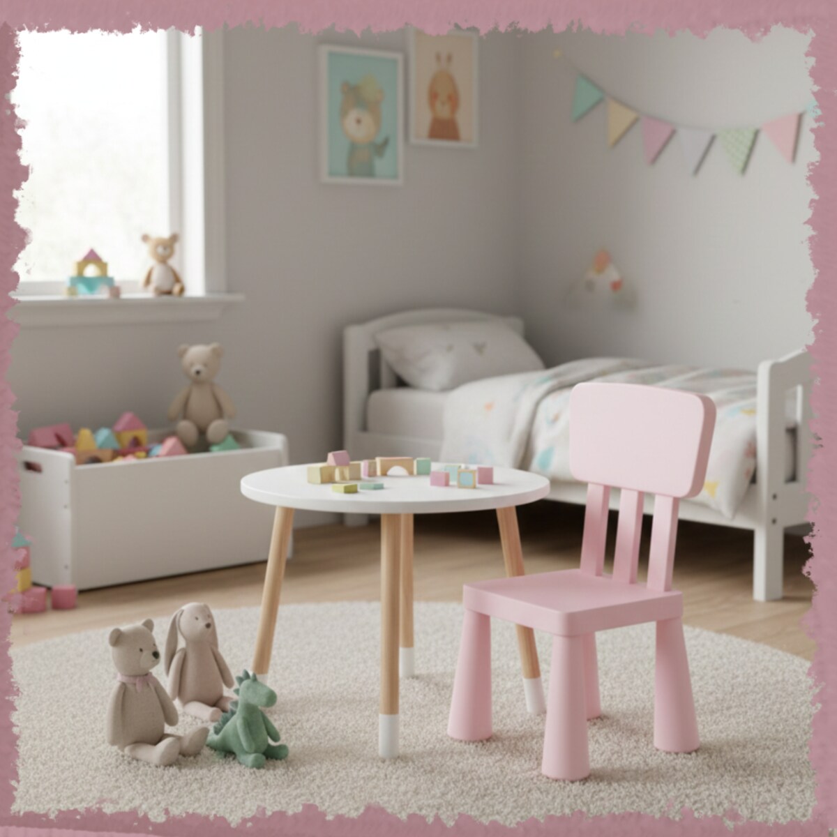 Krzesełko dla dzieci plastikowe z oparciem wygodne do pokoju różowe