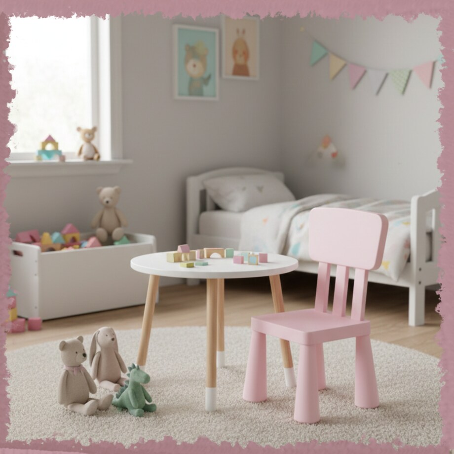 Krzesełko dla dzieci plastikowe z oparciem wygodne do pokoju różowe