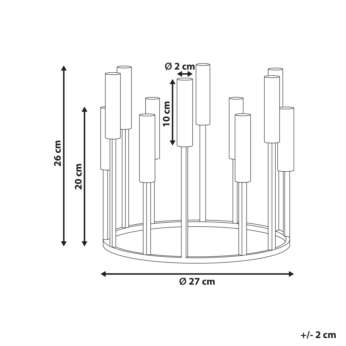 Świecznik TRAFARIA Metal 26 cm Złoty