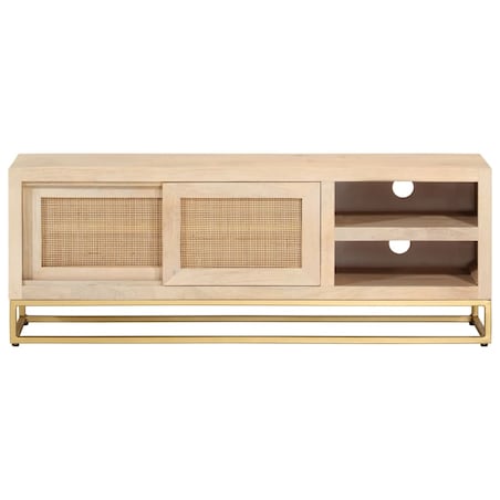 vidaXL Szafka pod TV, 110x30x40 cm, lite drewno mango i żelazo