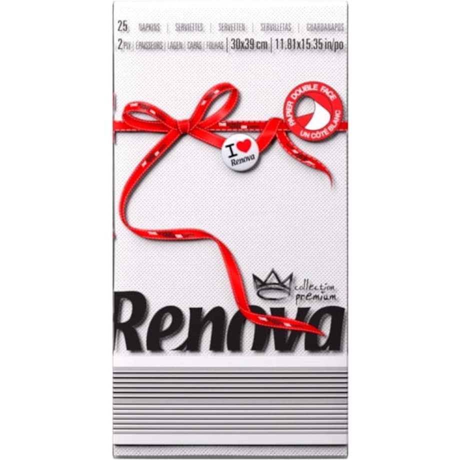Białe składane serwetki Renova 39x30cm 25 sztuk