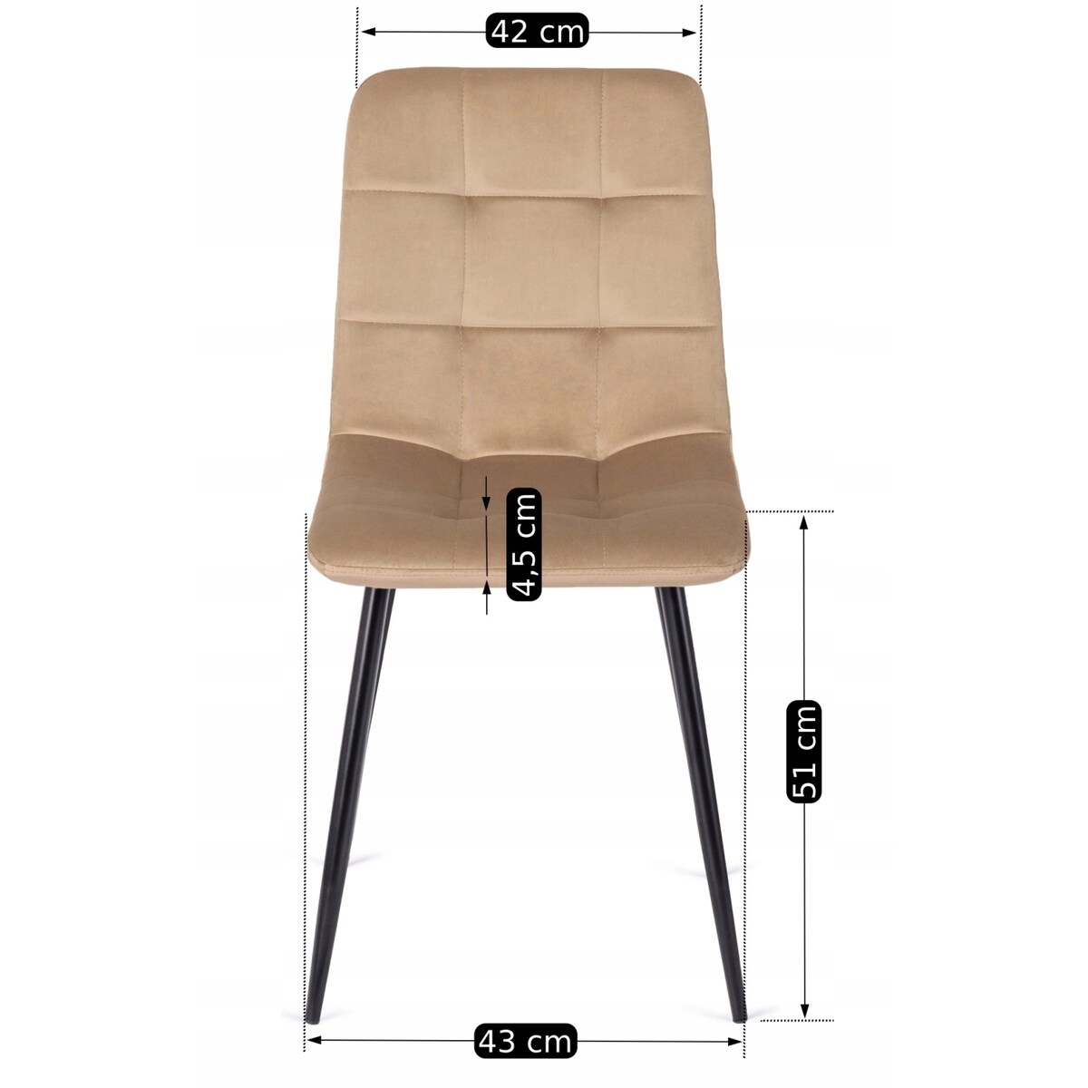 Krzesło Tapicerowane Kuchenne Welurowe Do Jadalni Kuchni Loft PERU Beż