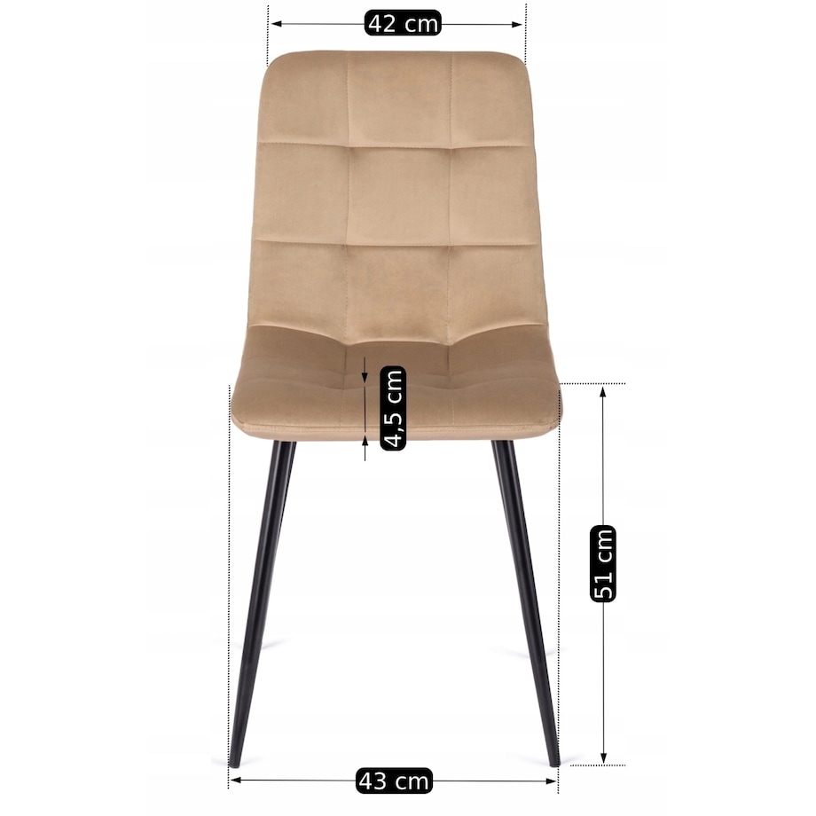 Krzesło Tapicerowane Kuchenne Welurowe Do Jadalni Kuchni Loft PERU Beż