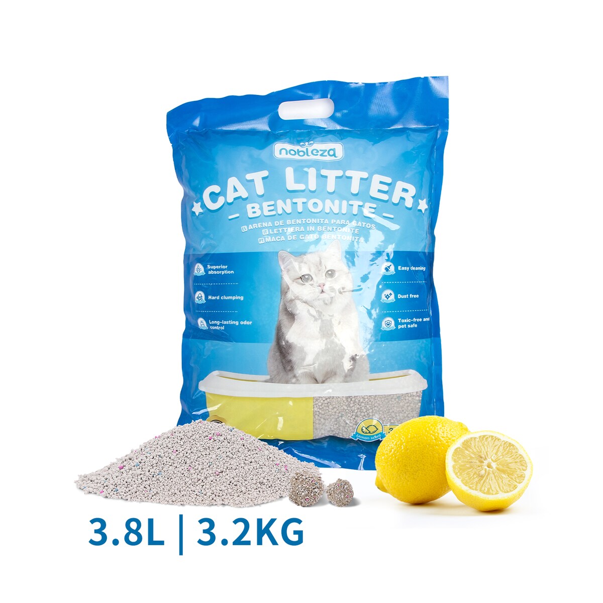 bentonitowy żwirek dla kota o zapachu cytrynowym 3,2 kg 3.8 l