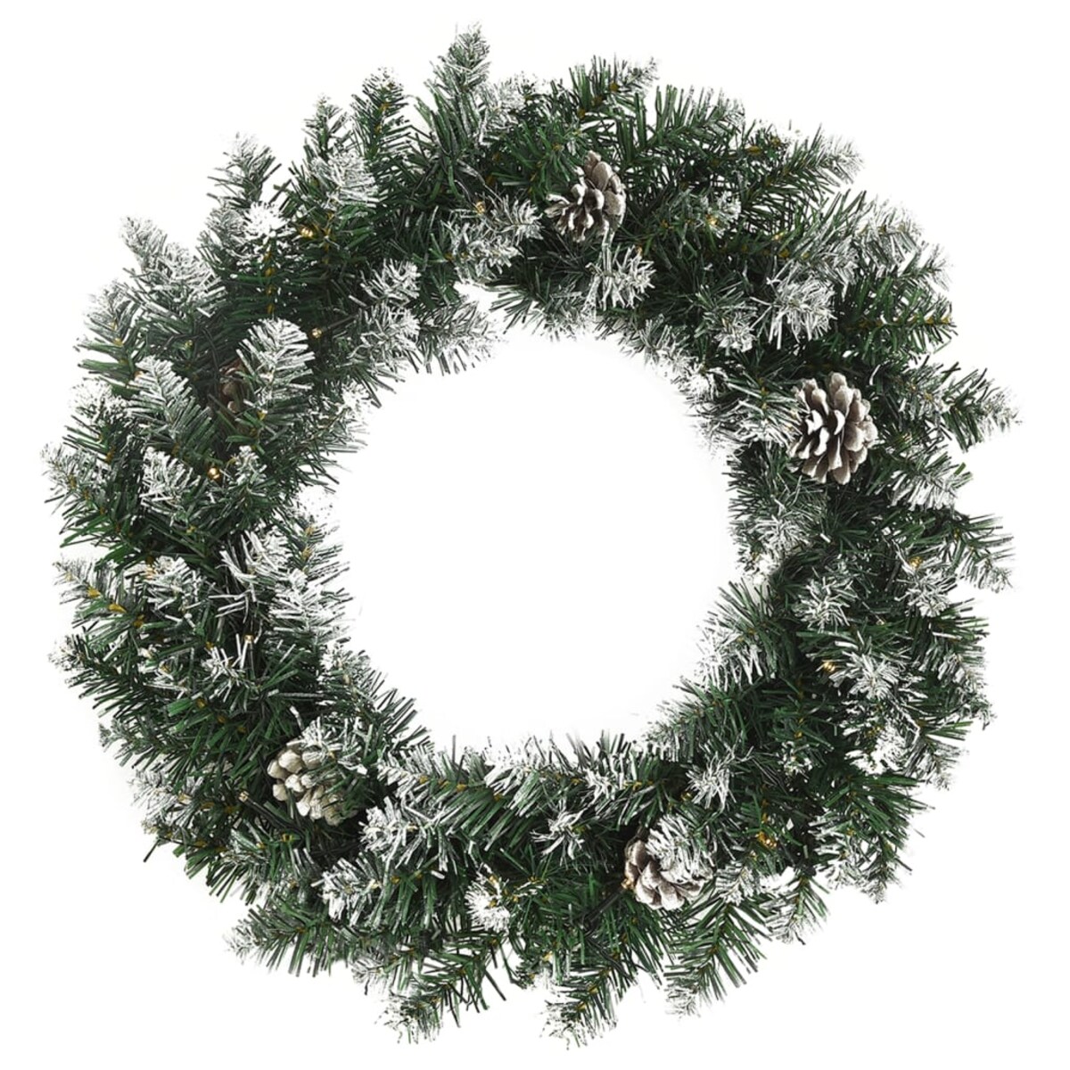 vidaXL Wieniec świąteczny z lampkami LED, zielony, 45 cm, PVC