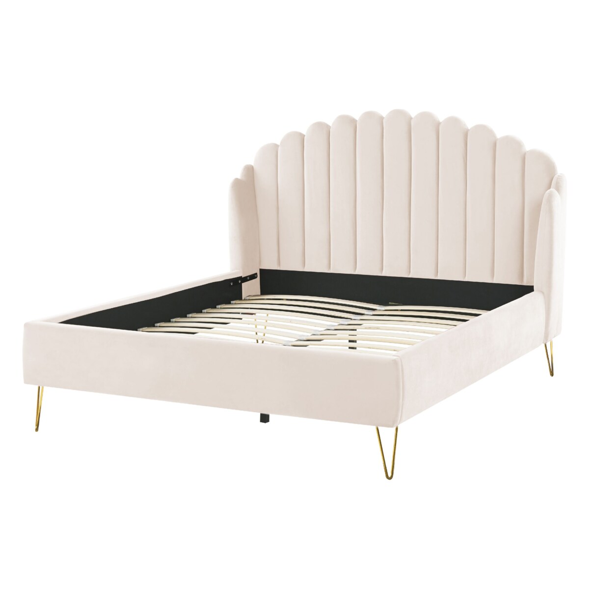 Łóżko welurowe 140 x 200 cm beżowe AMBILLOU