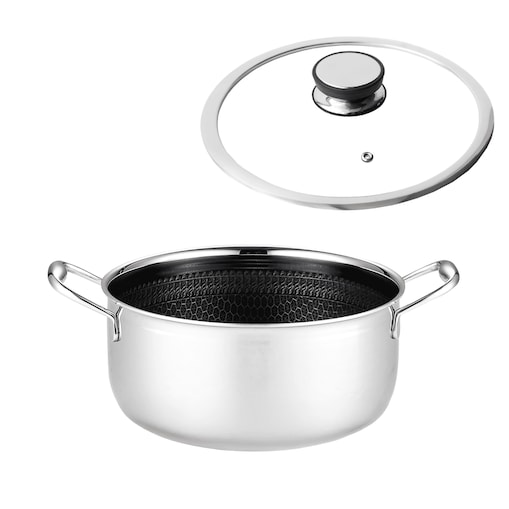 Profesjonalny garnek Mitsu 2,8 L 20 cm z pokrywką Plaster miodu Na indukcje Na gaz Nierdzewny