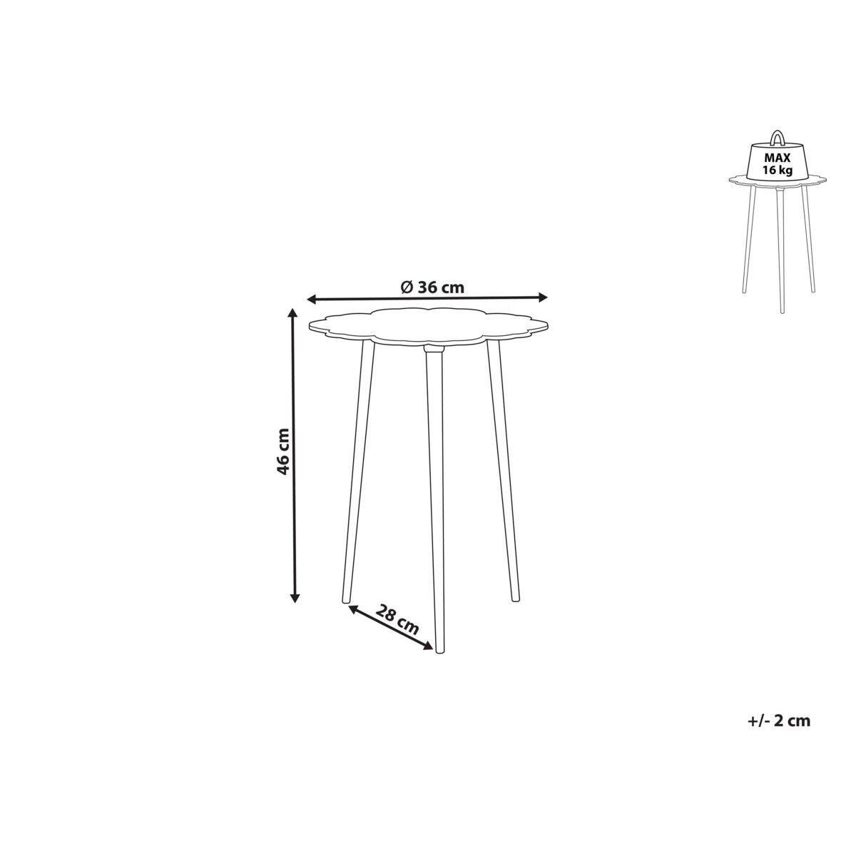 Stolik pomocniczy metalowy srebrny z czarnym PUHOI