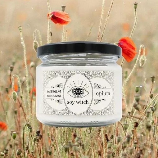 Świeczka Sojowa Zapachowa w Szkle Opium 50 H Palenia Świeca Wegańska Natura