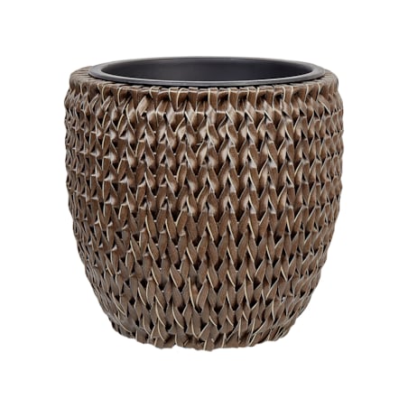 Zestaw 2 doniczek na kwiaty z technorattanu brązowy BERBERIS