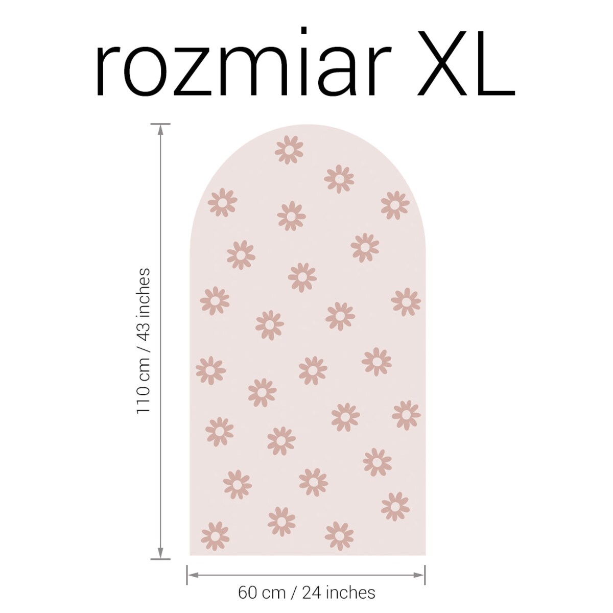 Naklejka na ścianę łuk różowy vintage - stokrotki XL