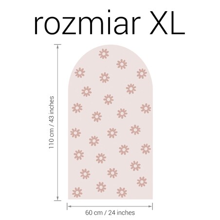 Naklejka na ścianę łuk różowy vintage - stokrotki XL