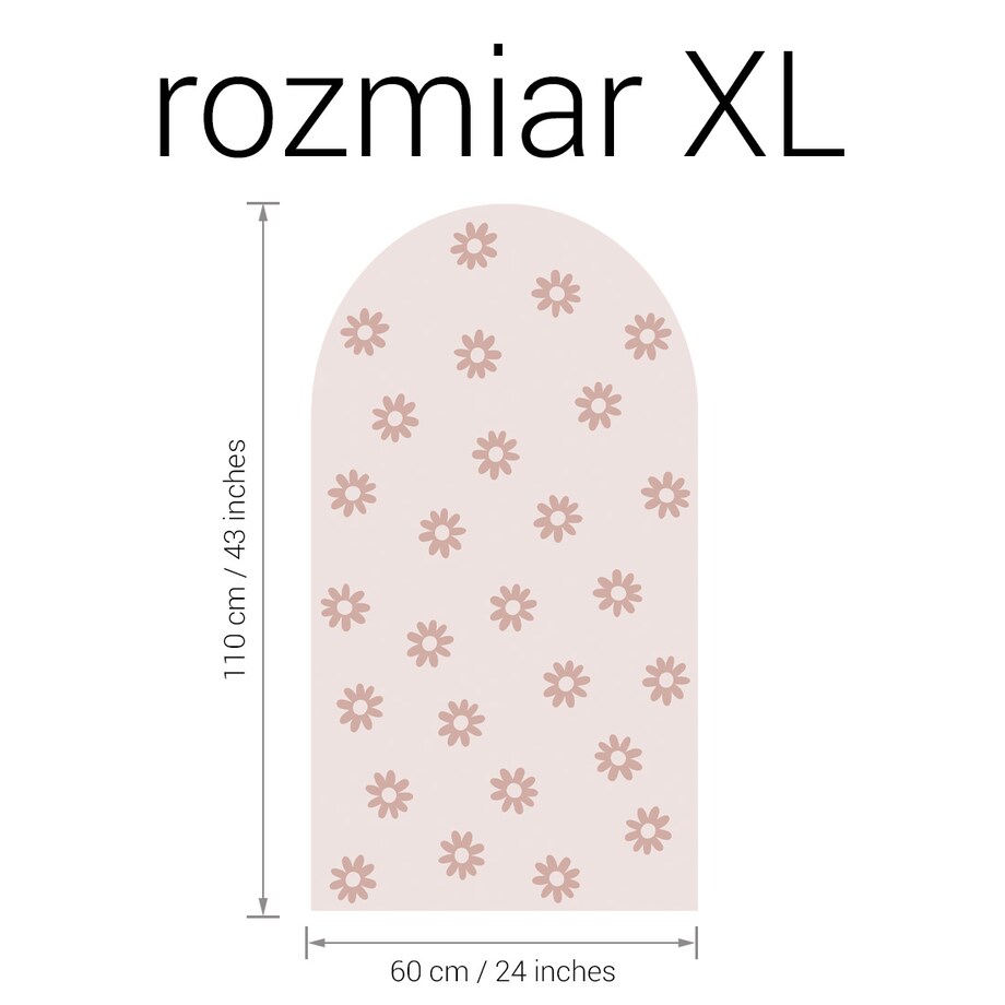 Naklejka na ścianę łuk różowy vintage - stokrotki XL