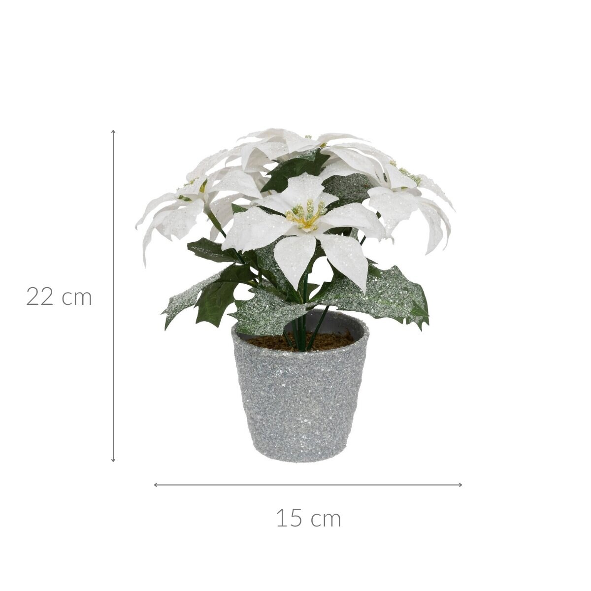 Sztuczne kwiaty w doniczce, gwiazda betlejemska, 22 cm