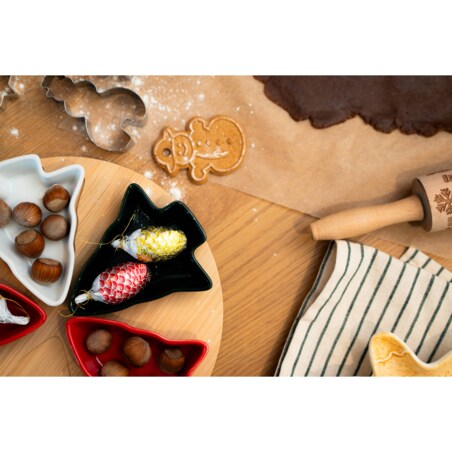 Miseczki na przekąski, w kształcie choinek, 6 naczyń i deska