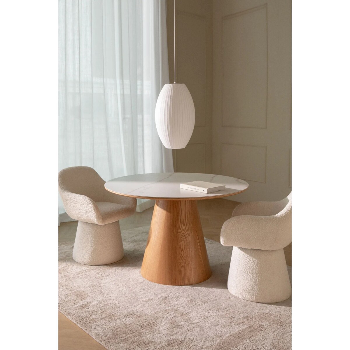 Stół jadalniany z ceramicznym blatem Ø120 cm Aura naturalny