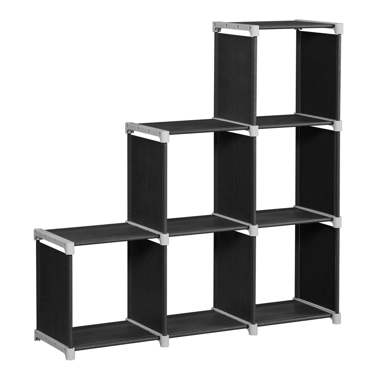 Regał Modułowy 105X30X105 Cm Czarna Tkanina, Szare Łączniki, Czarne Rurki