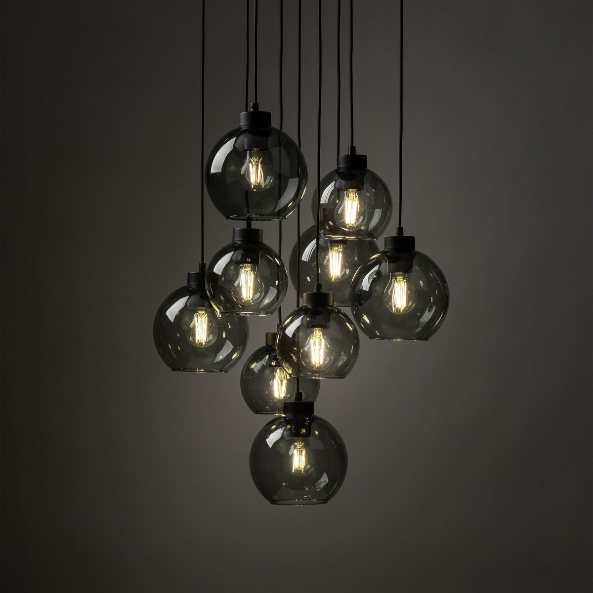 Lampa wisząca TK Lighting CUBUS GRAPHITE 10208, 9xE27, grafitowo-czarna, regulowana, 58 cm