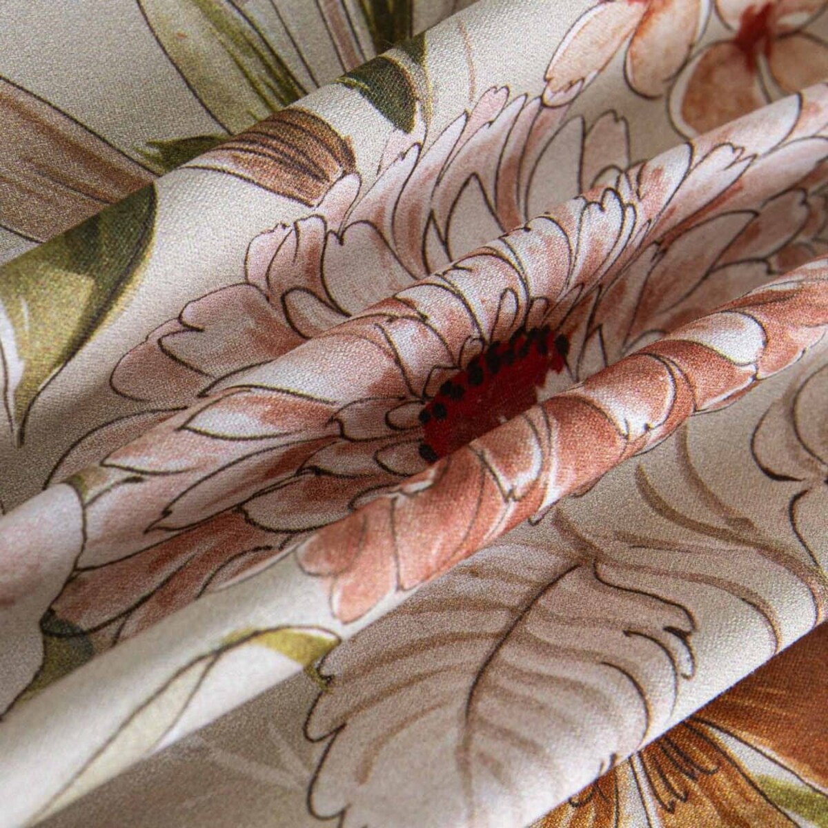 Pościel bawełniana 160x200 Cottonlove Exclusive Sidelya beżowa w kolorowe kwiaty