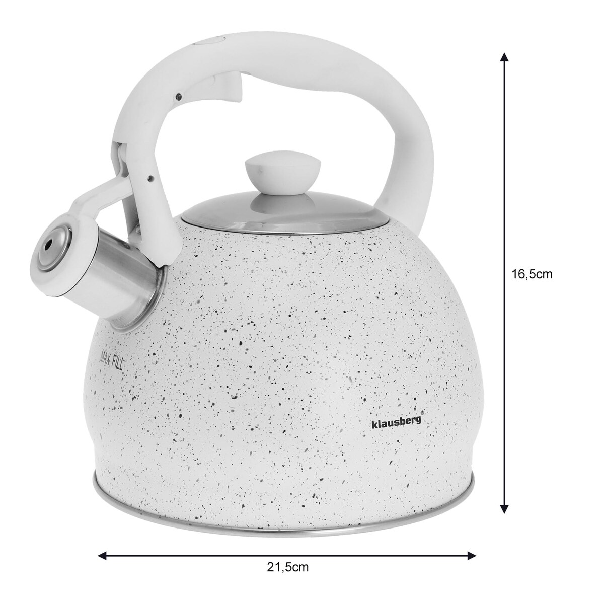 Czajnik stalowy z gwizdkiem 2L indukcja gaz biały marmurek KLAUSBERG