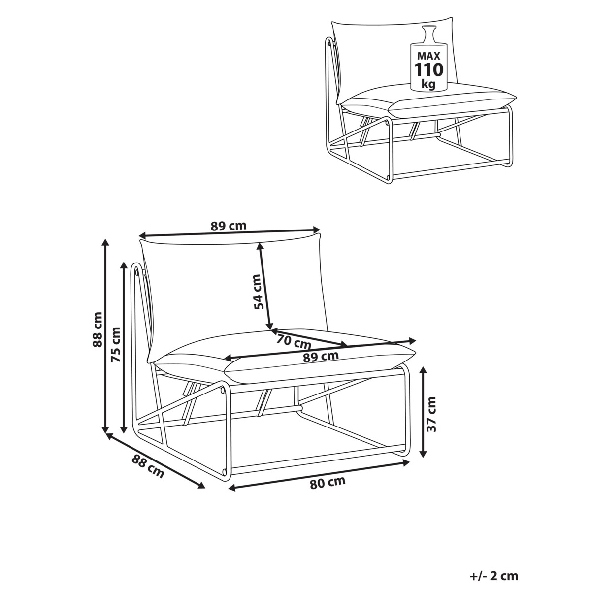 Krzesło ogrodowe z poduszką PICO Metal Szary