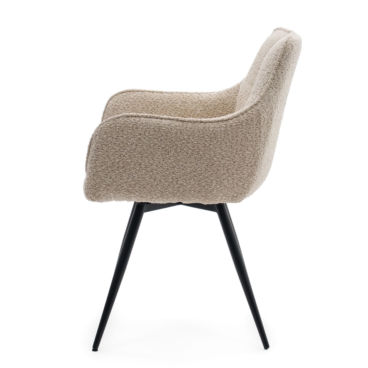 Krzesło tapicerowane obrotowe boucle do salonu QUATTRO jasnobeżowe