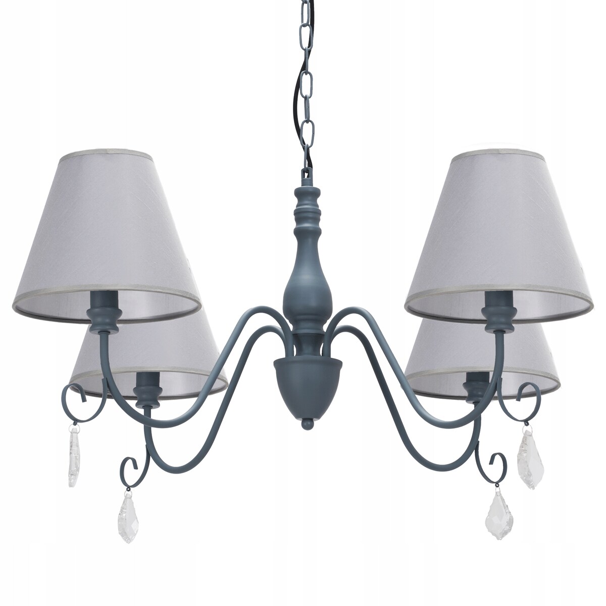 Lampa Sufitowa Wisząca Metal Kryształ Szara Grey