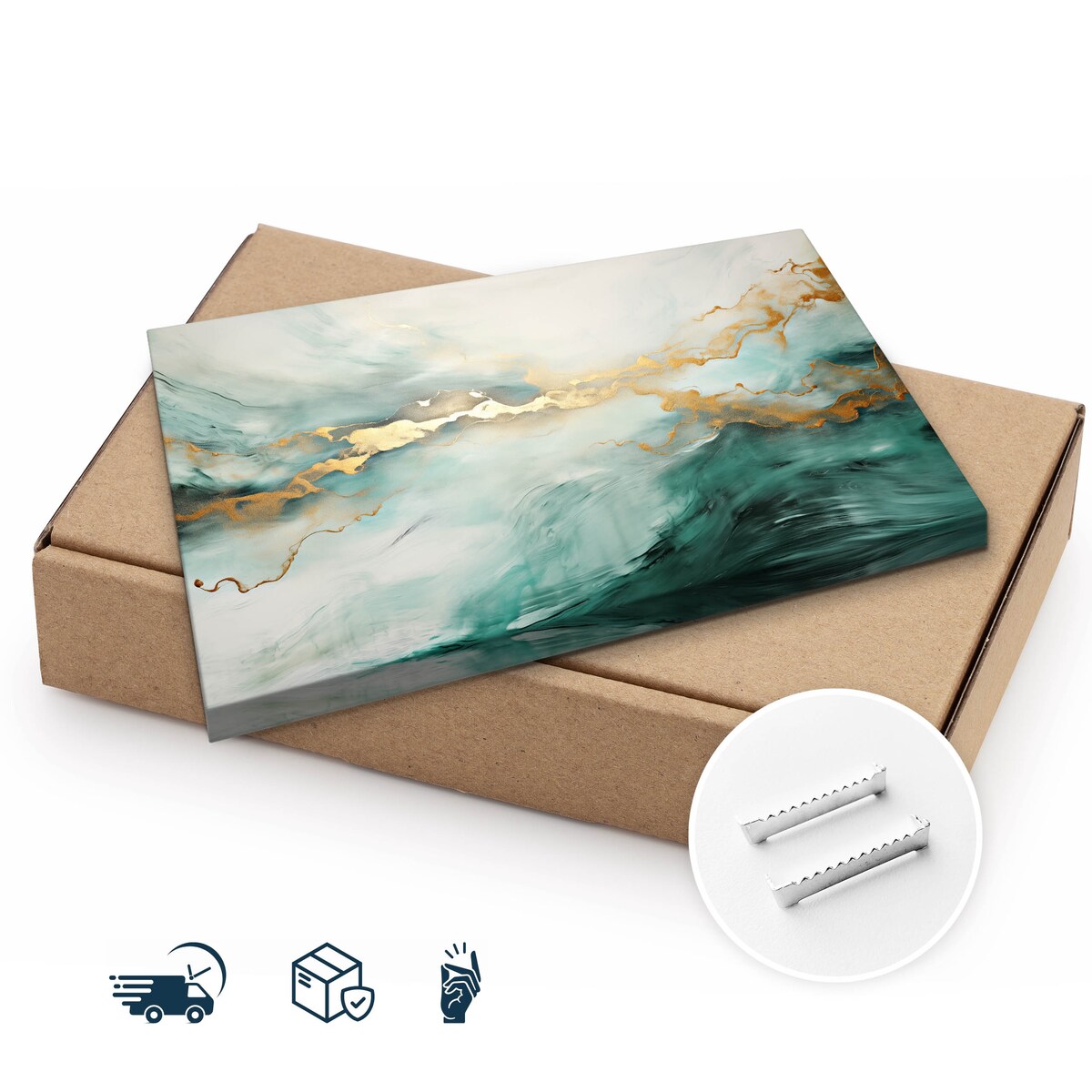 Obraz Na Płótnie Do Salonu Abstrakcja Zielony Marmur Styl Glamour 70x50cm