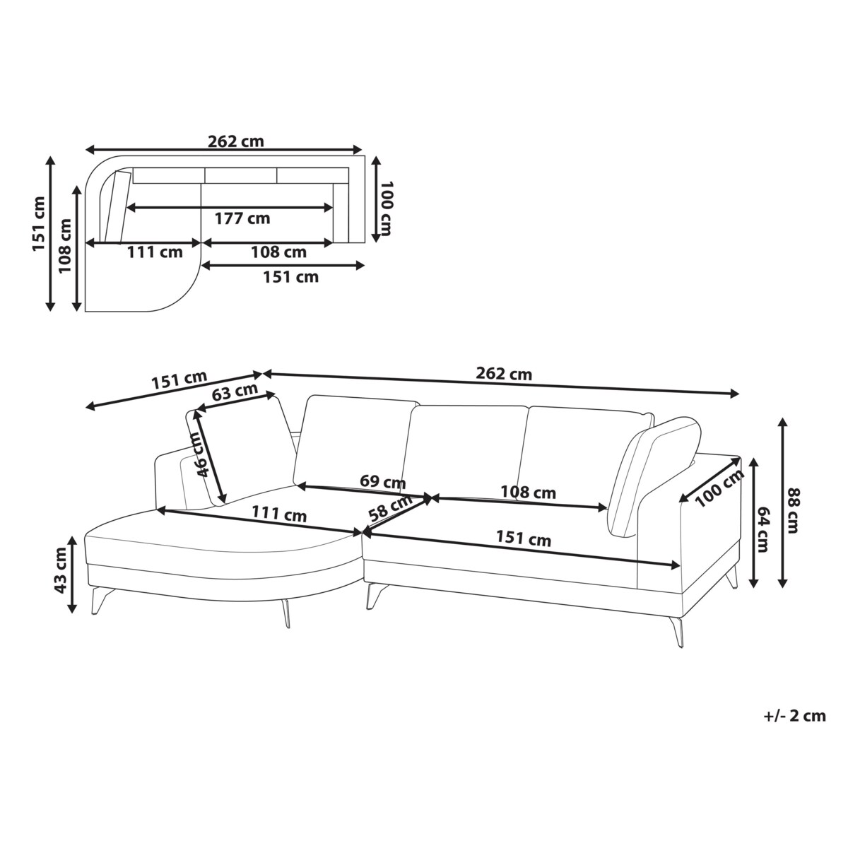 Narożnik dla 3 osób MARUM Len syntetyczny Szary Prawostronny