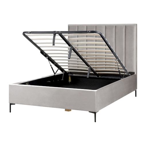 Łóżko z pojemnikiem welurowe 140 x 200 cm szare SEZANNE