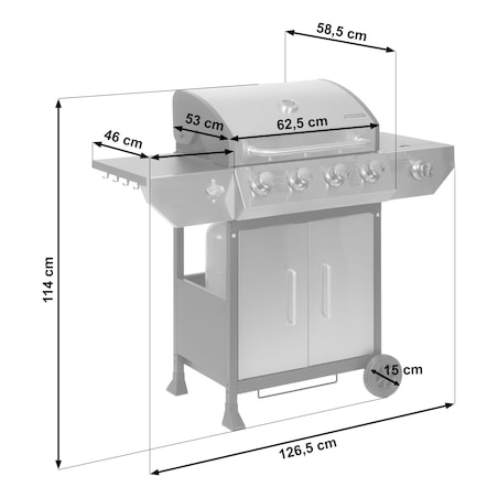 Grill gazowy ogrodowy Berdsen BD-896 żeliwny ruszt z pokrywą mocny 4+1 palniki termometr