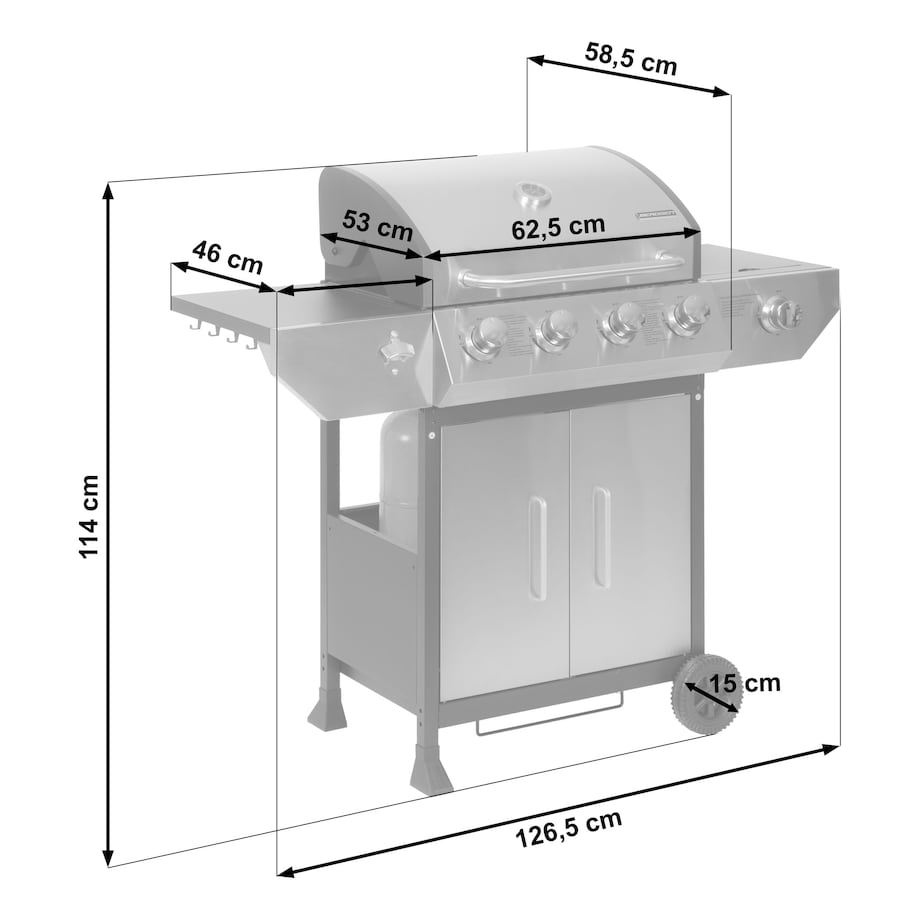 Grill gazowy ogrodowy Berdsen BD-896 żeliwny ruszt z pokrywą mocny 4+1 palniki termometr