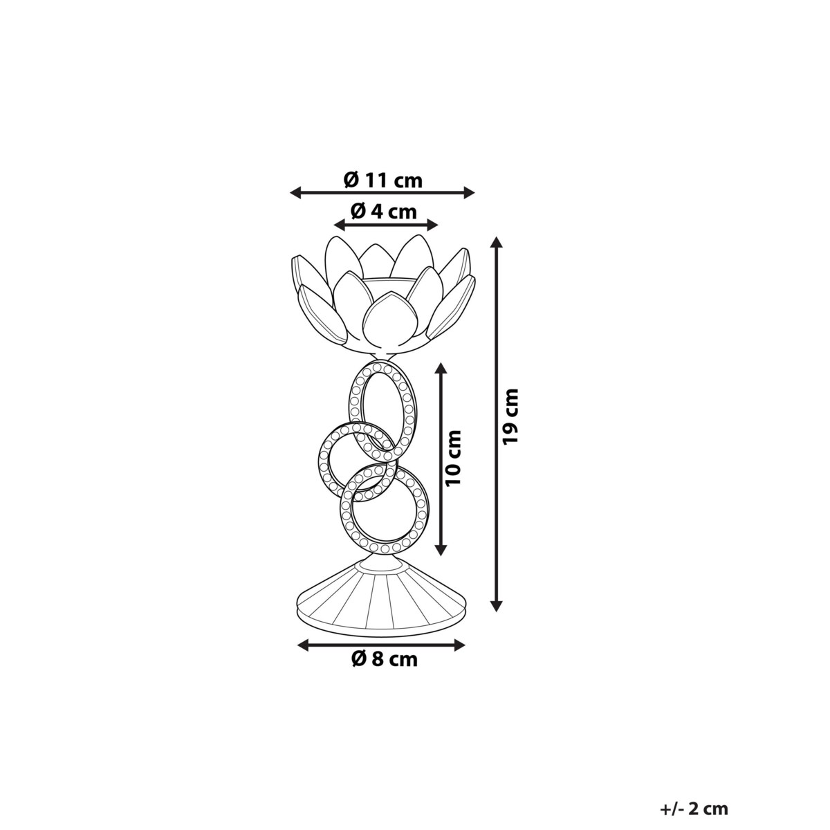 Świecznik szklany 19 cm srebrny OVIEDO