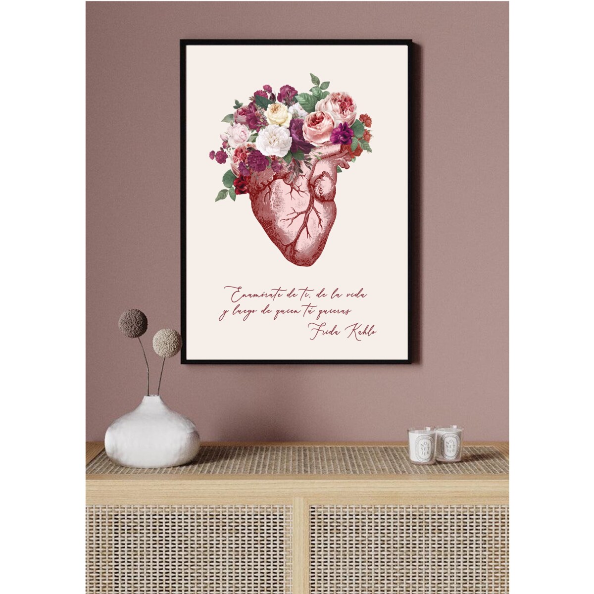 Poster Story, Plakat, Obraz - Frida Kahlo na Kwiatowym Tle, wymiary 60 x 84 cm