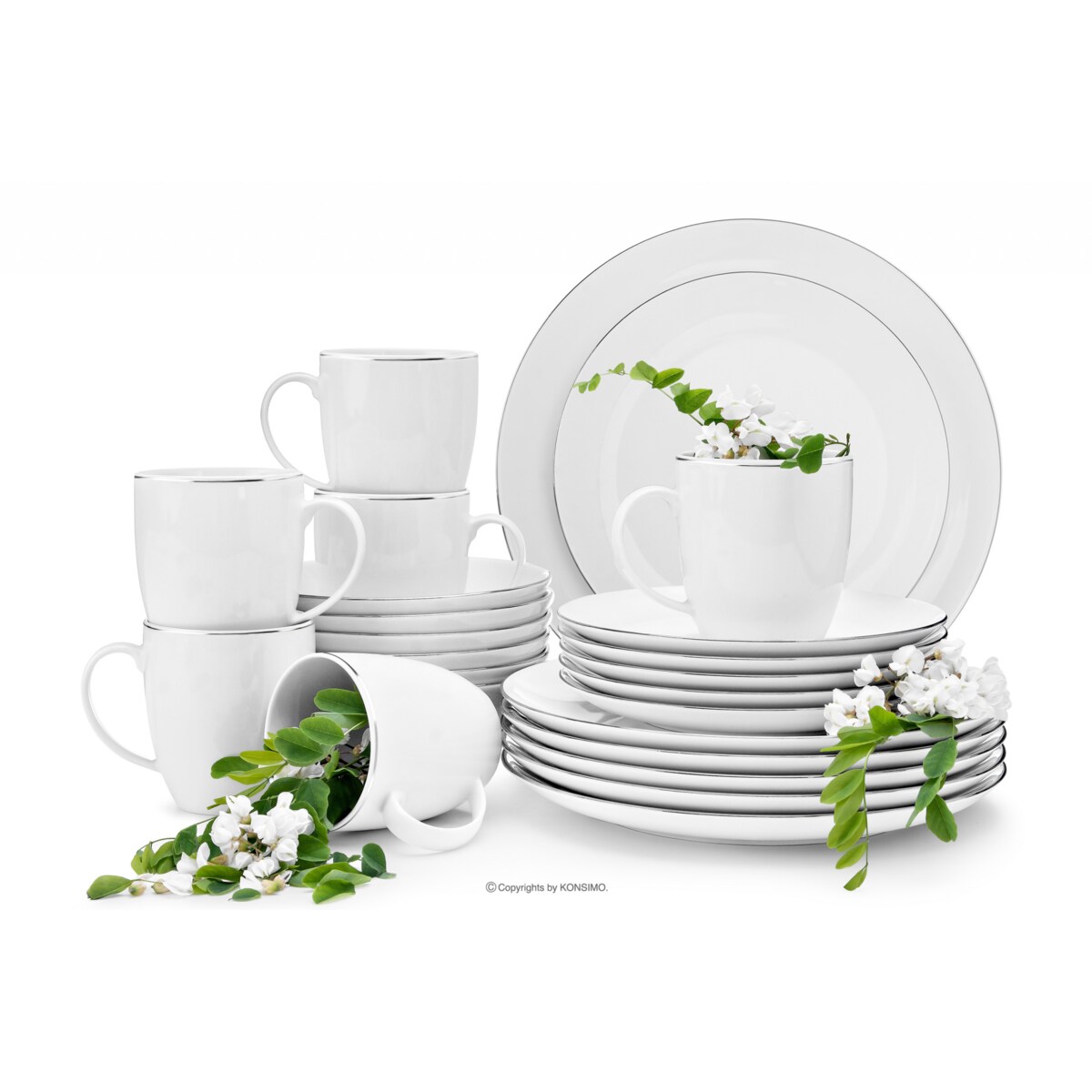 Zestaw obiadowo kawowy 6os. (24el.) BOSS PLATYNOWA LINIA