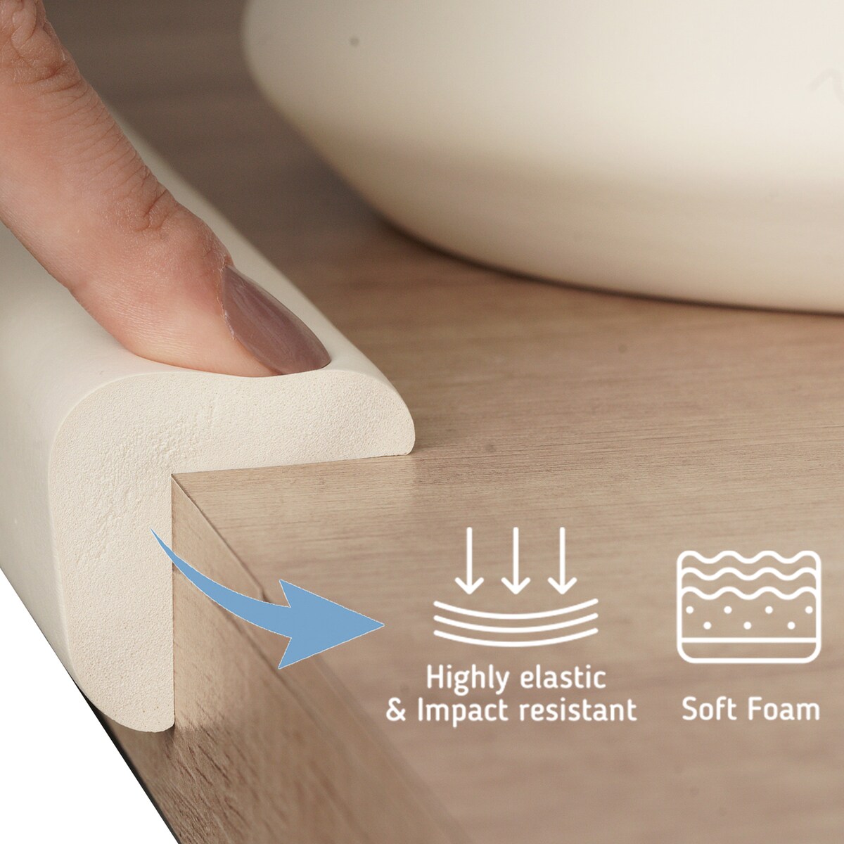 taśma piankowa zabezpieczająca ostre krawędzie mebli, sipo, 2 metry, kremowa