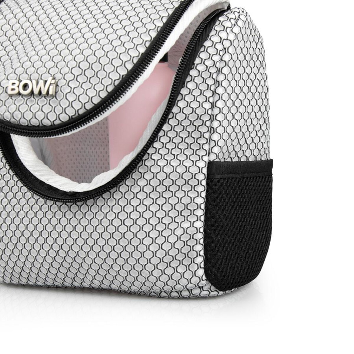 Kosmetyczka kuferek M 22x25 cm biało-czarna, wzór cebulki