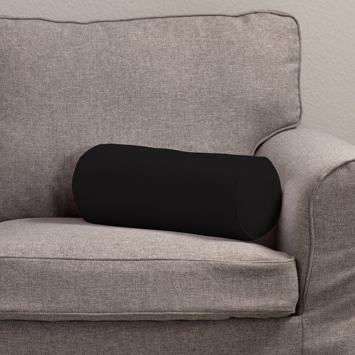 Poduszka wałek prosty, Black (czarny), Ø16 x 40 cm, Cotton Panama