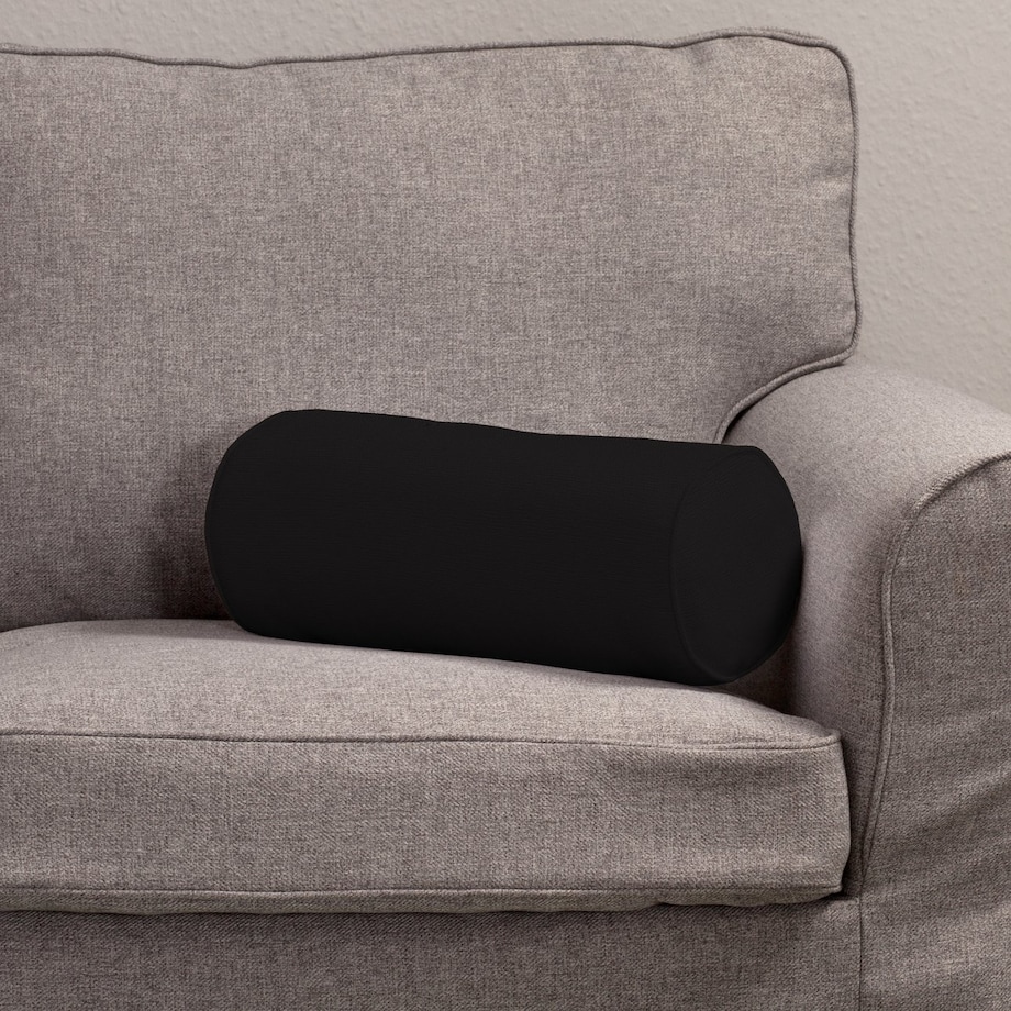 Poduszka wałek prosty, Black (czarny), Ø16 x 40 cm, Cotton Panama