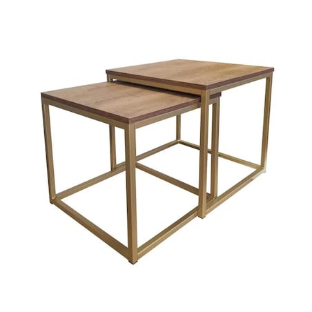 Stolik kawowy 2w1 CUBE orzech/złoty