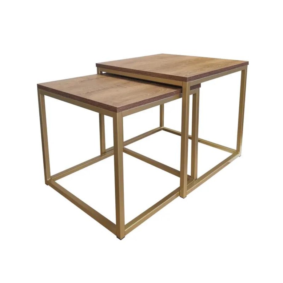 Stolik kawowy 2w1 CUBE orzech/złoty