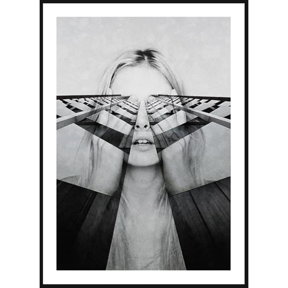 Poster Story, Plakat, Obraz - Kobieta z Abstrakcyjnymi Myślami, wymiary 30 x 42 cm