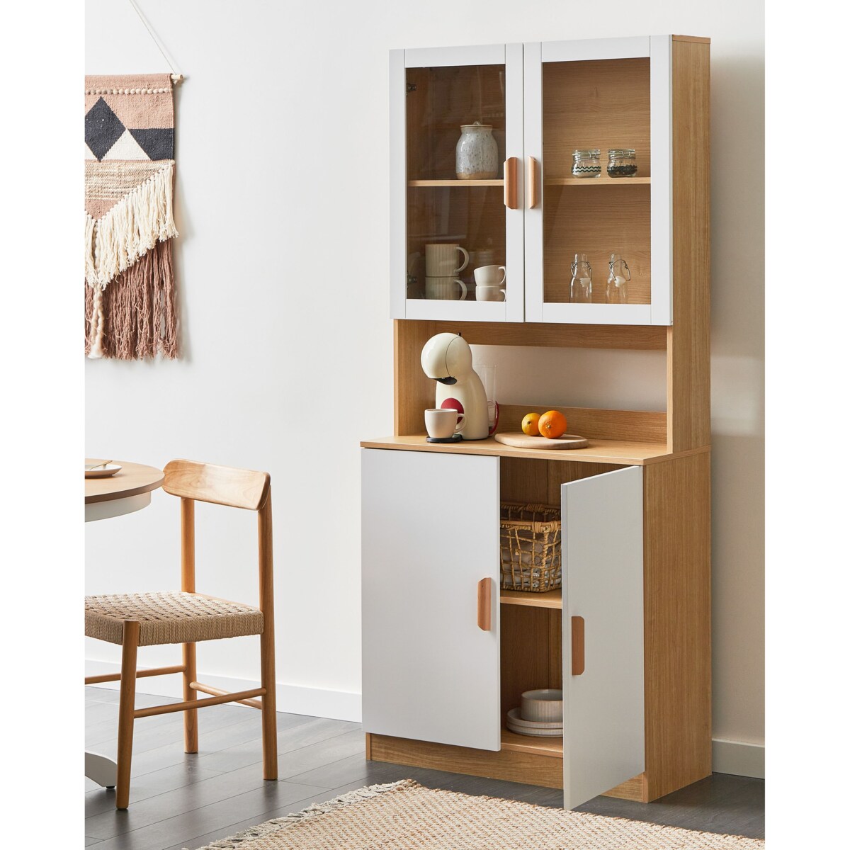 Witryna ze szklaną gablotą CYGNET 80 cm Biały