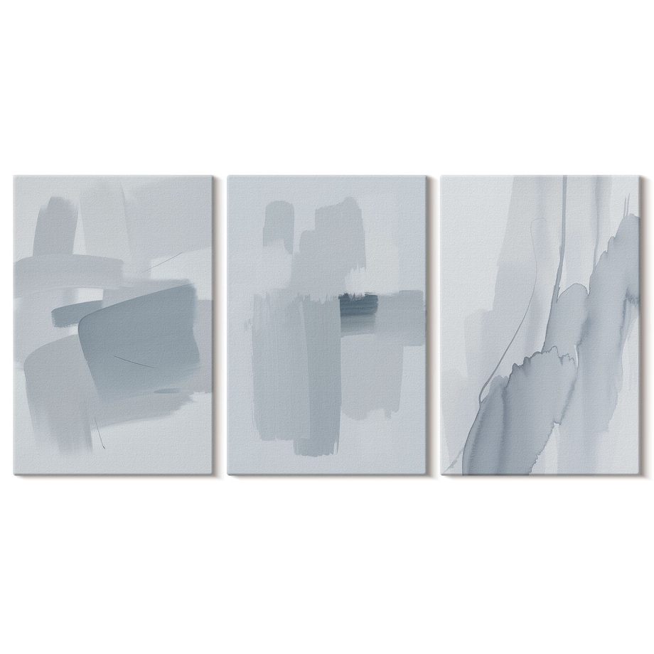 Zestaw 3 małych obrazów na płótnie - Abstrakcyjne akwarelowe sztuki - niebieski