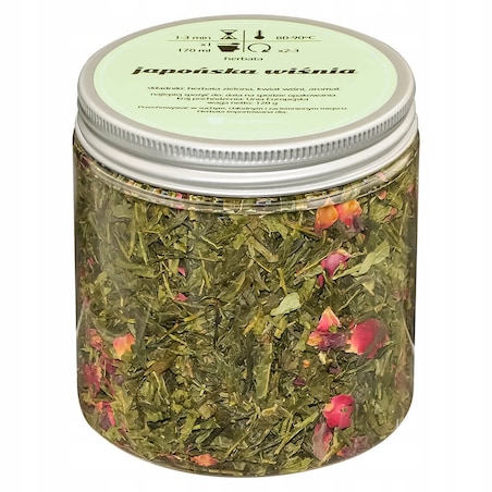 Herbata zielona sypana JAPOŃSKA WIŚNIA o smaku wiśniowym PREMIUM Cup&You - herbata liściasta sypana mieszanka napar susz - gotowa na prezent upominek