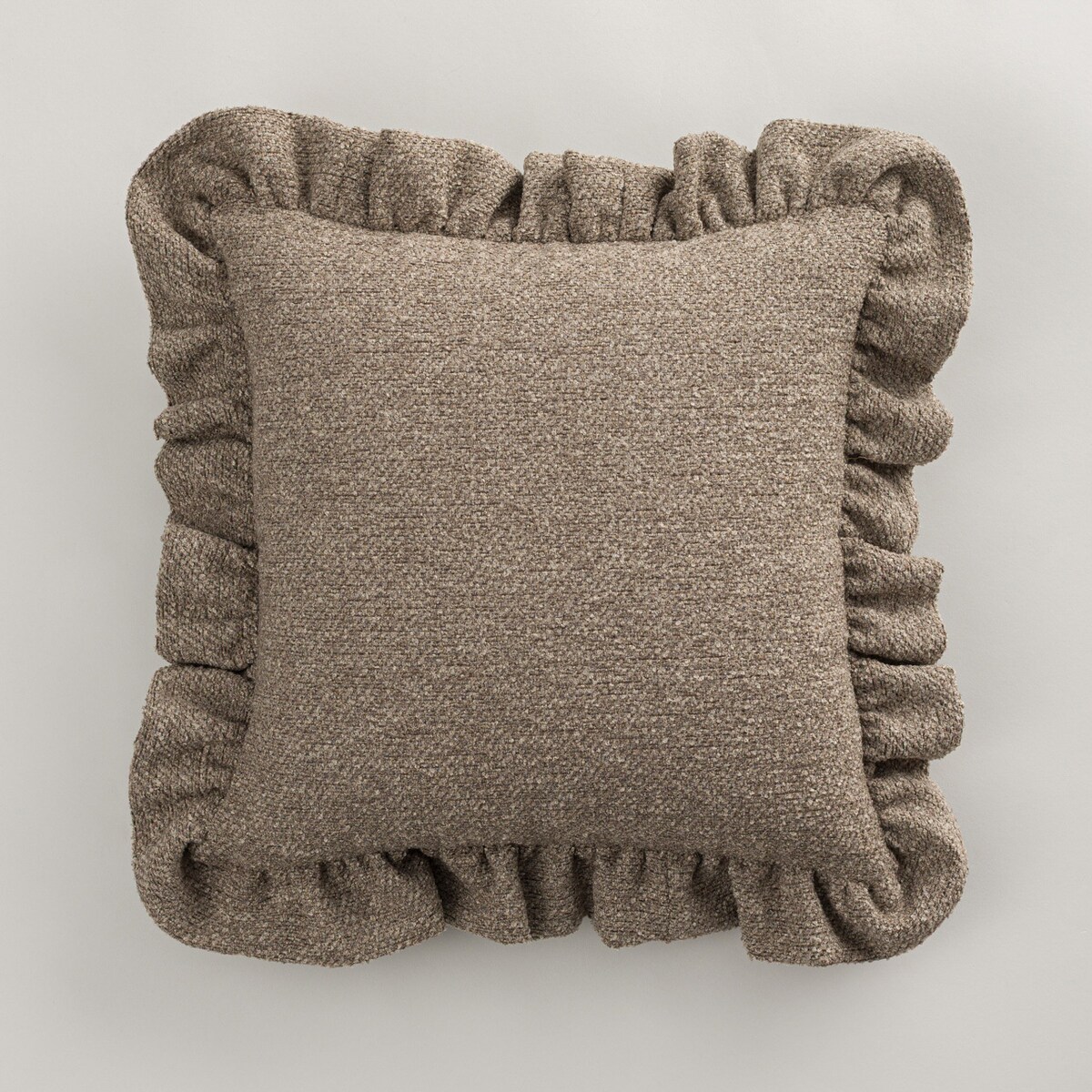 Poszewka Paula z falbaną 45x45 ciemnobeżowy melanż