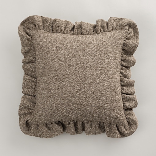 Poszewka Paula z falbaną 45x45 ciemnobeżowy melanż