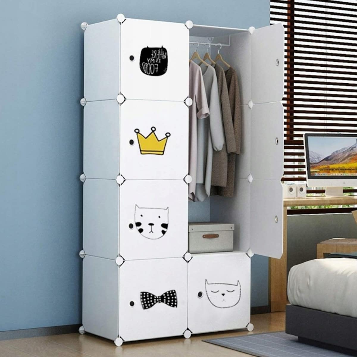 Szafa Garderoba Ubraniowa Biała Półki Regał Słupek Na Zabawki Dziecięca
