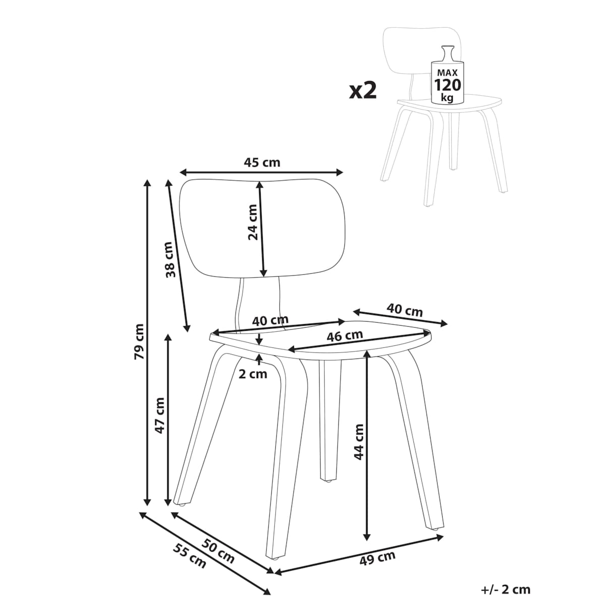 Zestaw 2 krzeseł do jadalni LUCINDA Drewno Jasne drewno