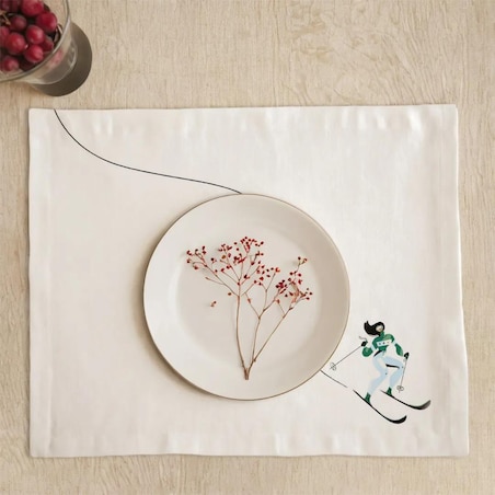 Podkładki świąteczne - Niebieska narciarka